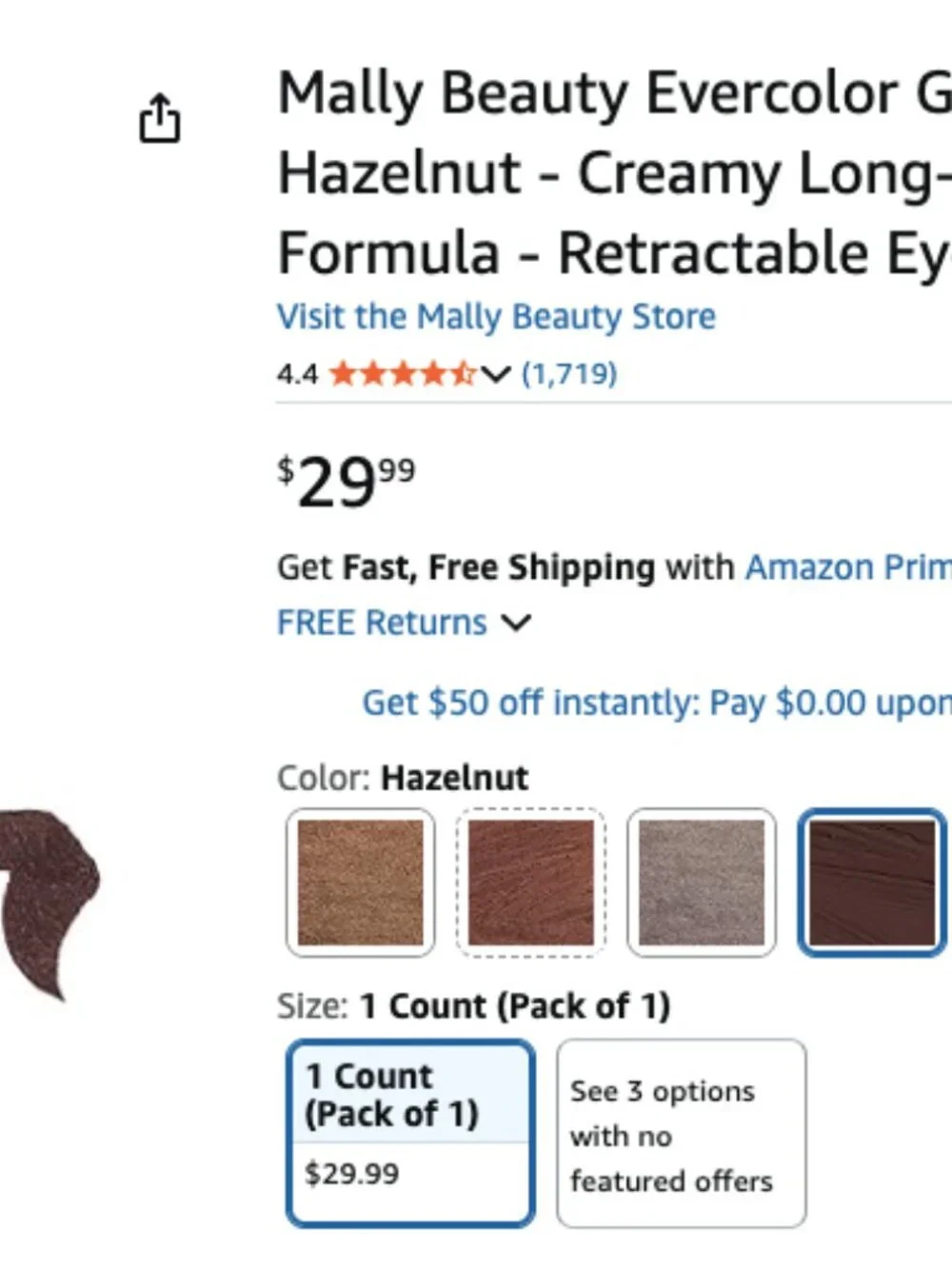 MALLY Evercolor Gel Waterproof Eyeliner, HAZELNUT